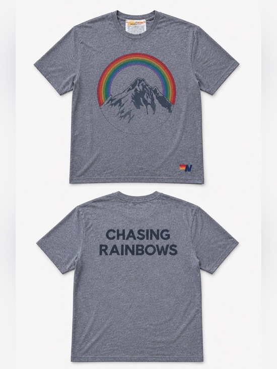 Aviator Nation Tops - Rare Aviator Nation Gray Chasing Rainbows Mountain Tee